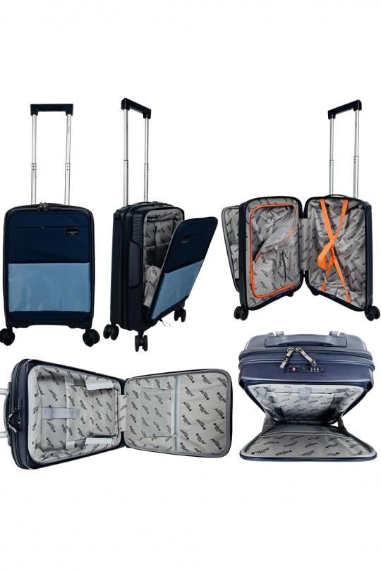 Luggages Bags Petrol blue Helios Bagages AESIR, COLLECTION DE 3 VALISES EN POLYPROPYLÈNE ET CABINE POCHE ORDINATEUR BI-MATIÈRE. (HLS-218) BLEU NUIT Efashion Paris