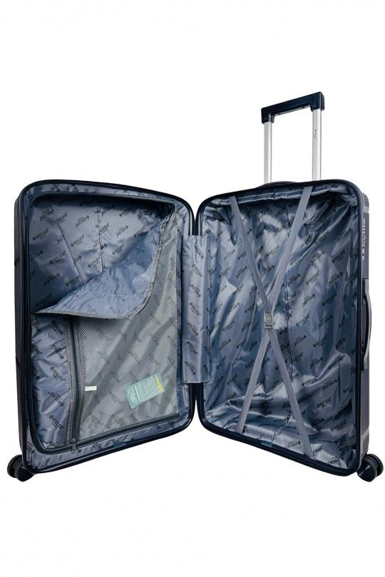 Luggages Bags Petrol blue Helios Bagages AESIR, COLLECTION DE 3 VALISES EN POLYPROPYLÈNE ET CABINE POCHE ORDINATEUR BI-MATIÈRE. (HLS-218) BLEU NUIT Efashion Paris