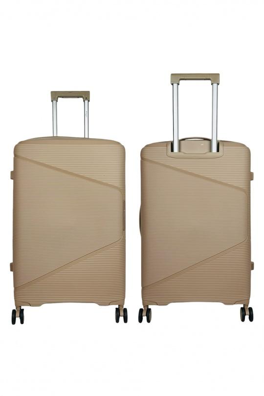 Luggages Bags Beige Helios Bagages AESIR, COLLECTION DE 3 VALISES EN POLYPROPYLÈNE ET CABINE POCHE ORDINATEUR BI-MATIÈRE. (HLS-218) BEIGE Efashion Paris