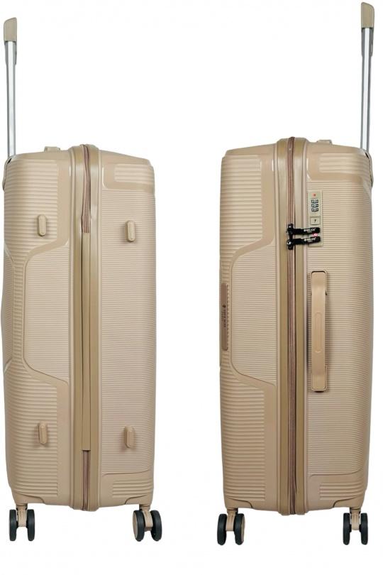 Luggages Bags Beige Helios Bagages AESIR, COLLECTION DE 3 VALISES EN POLYPROPYLÈNE ET CABINE POCHE ORDINATEUR BI-MATIÈRE. (HLS-218) BEIGE Efashion Paris