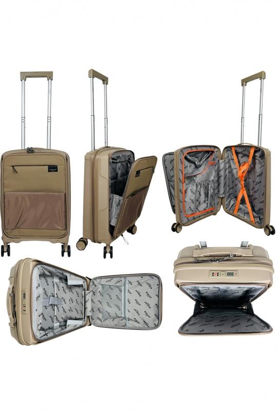Luggages Bags Beige Helios Bagages AESIR, COLLECTION DE 3 VALISES EN POLYPROPYLÈNE ET CABINE POCHE ORDINATEUR BI-MATIÈRE. (HLS-218) BEIGE Efashion Paris