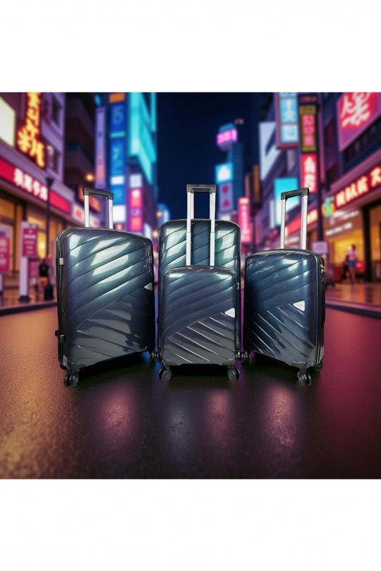 Luggages Bags Black Helios Bagages SHINE, LOT DE 4 VALISES EN POLYPROPYLÈNE IRIDISCENT. (HLS-08) N Efashion Paris