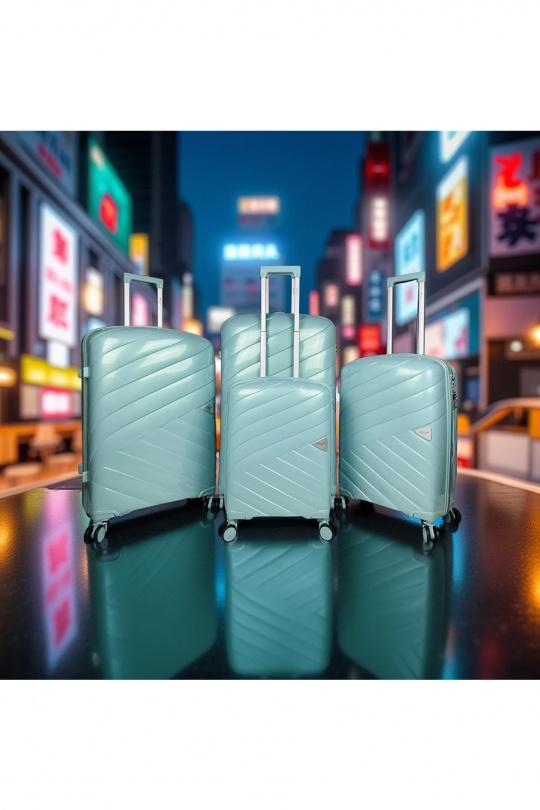 Luggages Bags Menthol/Green Helios Bagages SHINE, LOT DE 4 VALISES EN POLYPROPYLÈNE IRIDISCENT. (HLS-08) M Efashion Paris