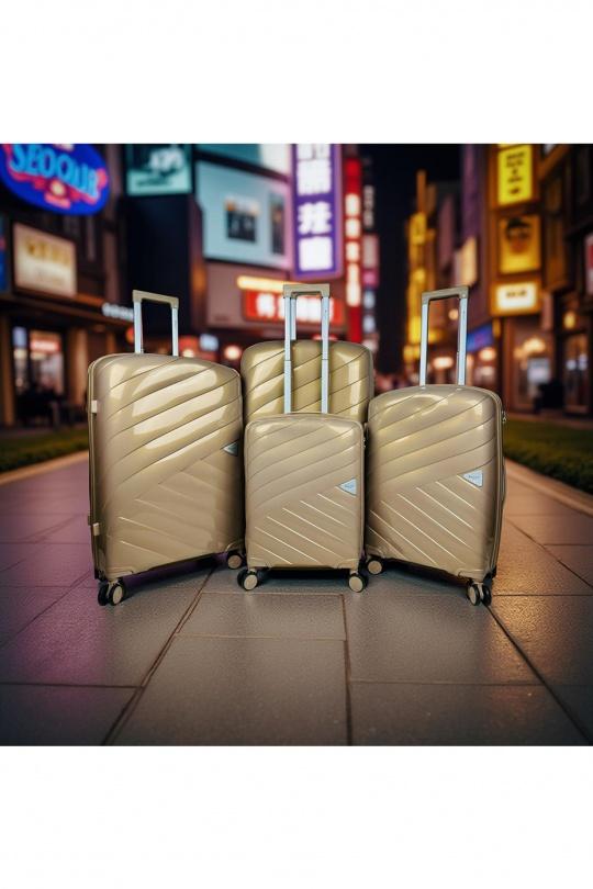 Luggages Bags Gold Helios Bagages SHINE, LOT DE 4 VALISES EN POLYPROPYLÈNE IRIDISCENT. (HLS-08) G Efashion Paris