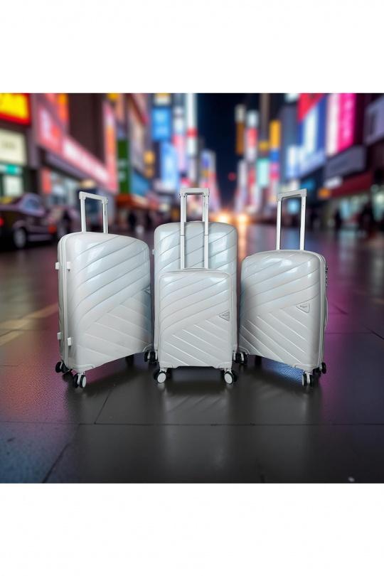 Luggages Bags Silver Helios Bagages SHINE, LOT DE 4 VALISES EN POLYPROPYLÈNE IRIDISCENT. (HLS-08) S Efashion Paris