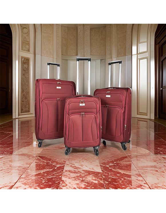 Luggages Bags Burgundy Helios Bagages COUNTRY, LOT DE 3 VALISES EN NYLON POLYESTER 1200D. (688) (R) #c Efashion Paris