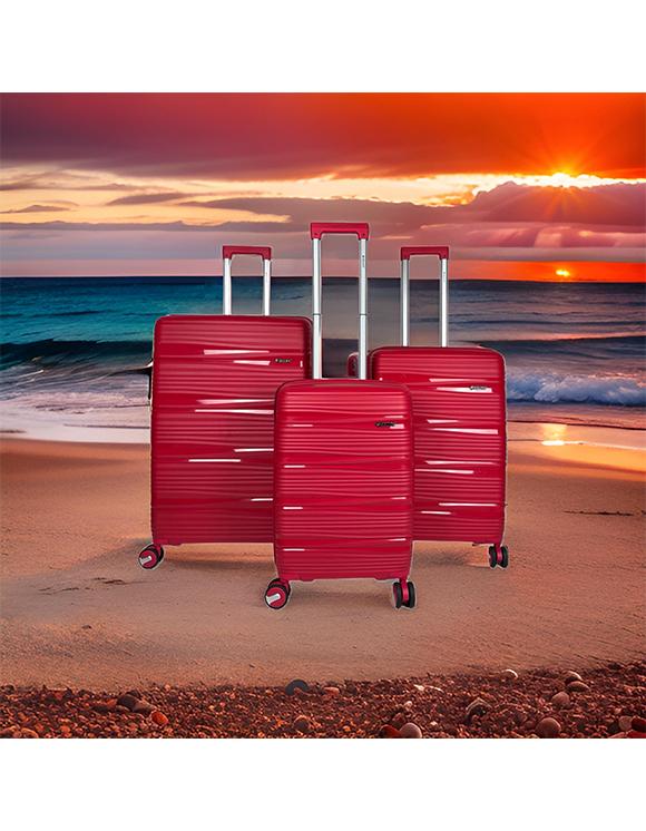 Valigie Borse Red kiss Helios Bagages COAST, LOT DE 3 VALISES EN POLYPROPYLÈNE. (HLS-26) (R) #c Efashion Paris