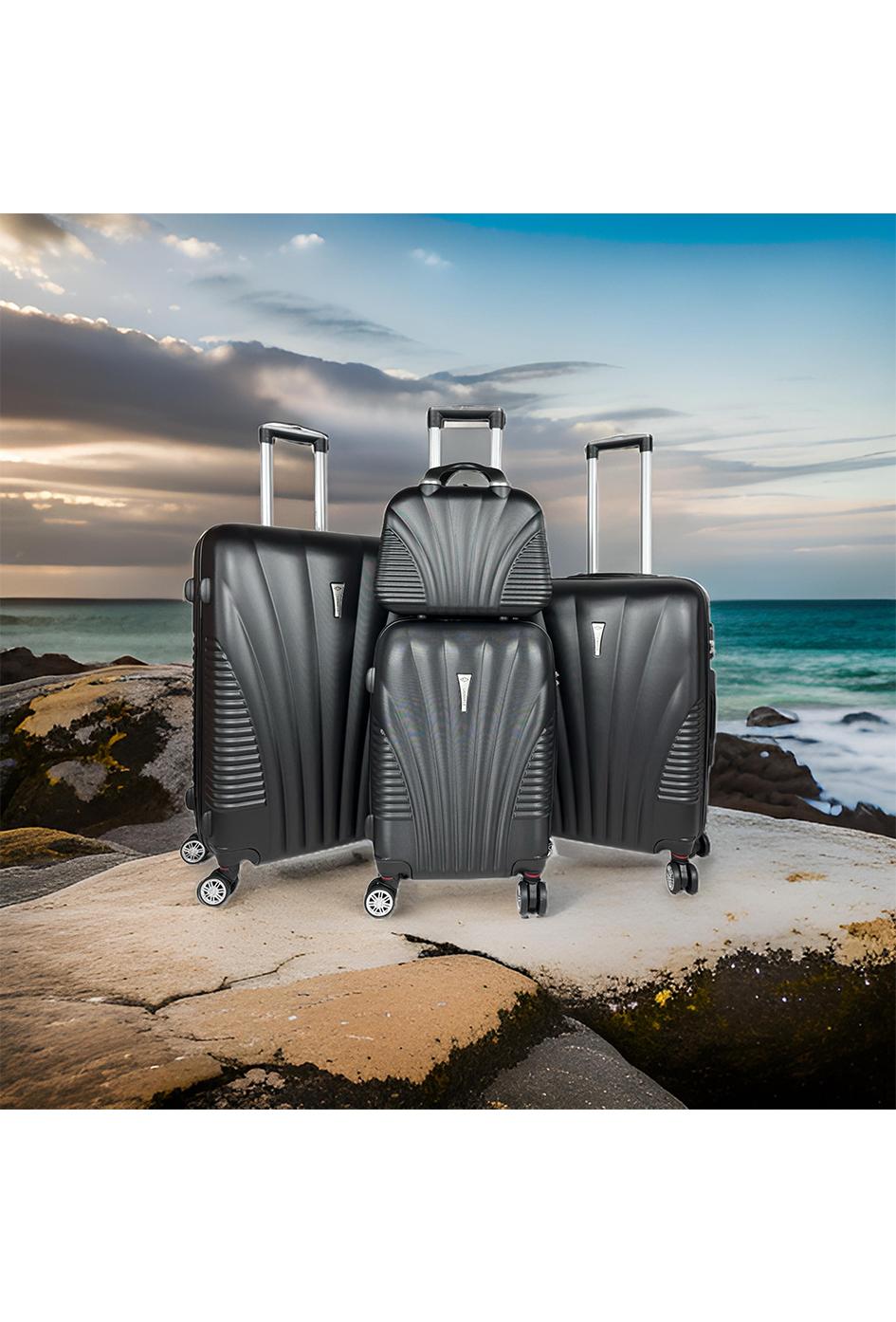 Bagages Maroquinerie Noir Helios Bagages SHELL (LAURENT L®) : LOT DE 3 VALISES EN ABS RIGIDIFIÉ AVEC 1 VANITY. (666) N #c Efashion Paris