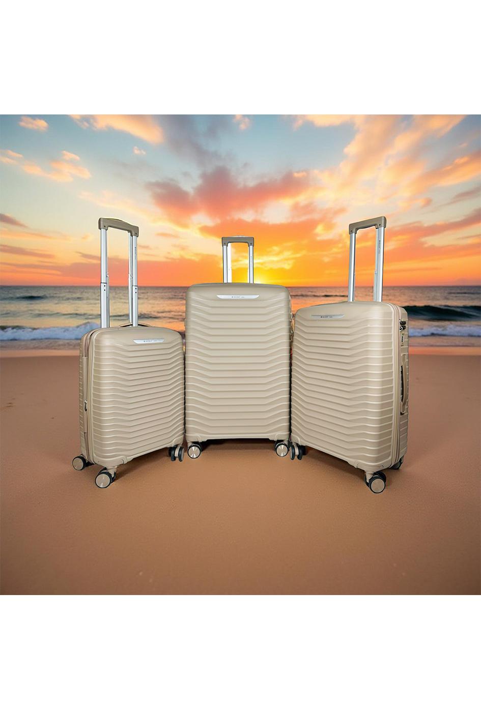 Valigie Borse Beige Helios Bagages HELIOS, LOT DE 3 VALISES EN POLYPROPYLÈNE AVEC SOUFFLET EXTENSIBLE. (HLS-03)K-25 #c Efashion Paris