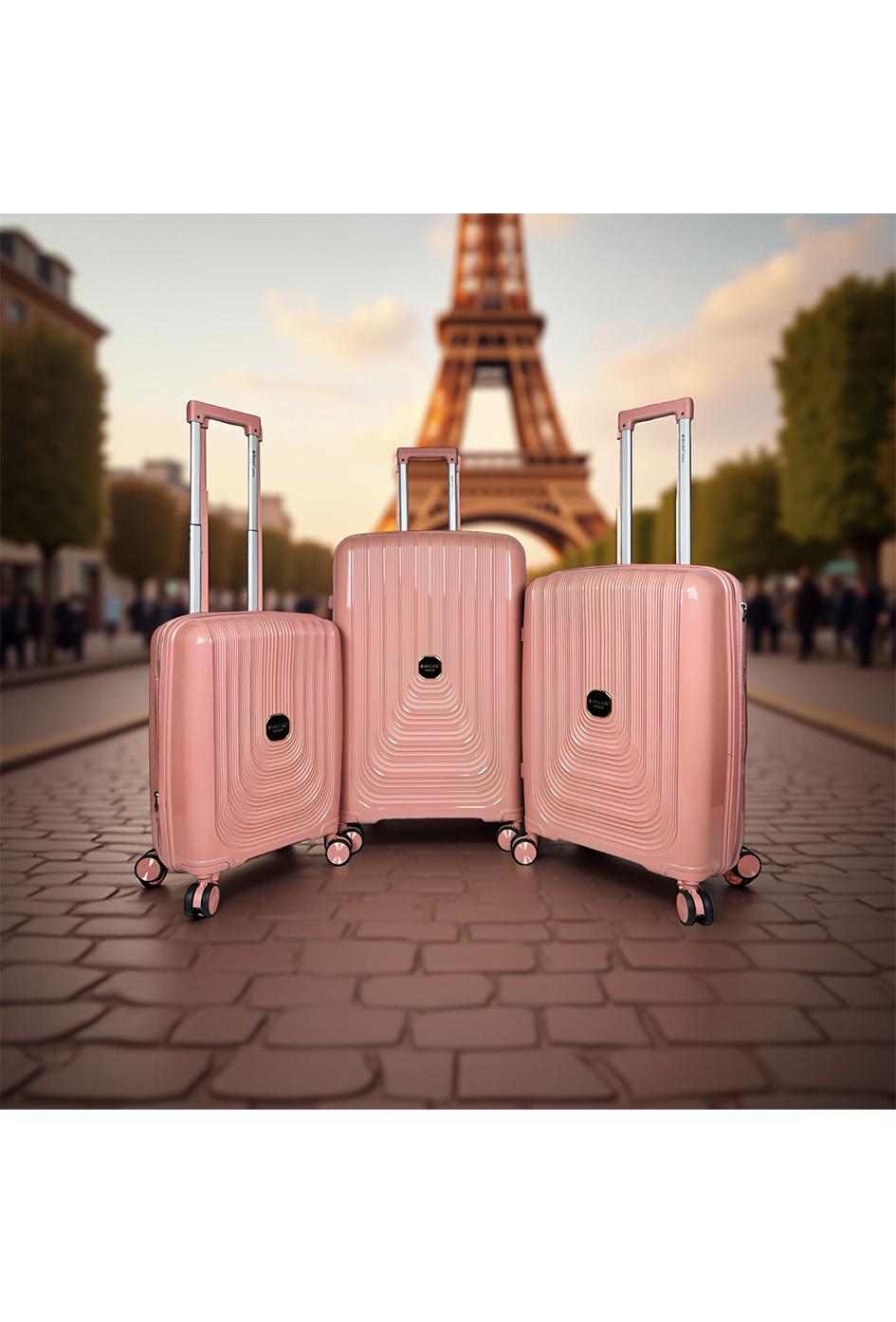 Valigie Borse Coral pink Helios Bagages NAÏADES, LOT DE 3 VALISES EN POLYPROPYLÈNE AVEC SOUFFLET EXTENSIBLE. (HLS-788) RG #c Efashion Paris
