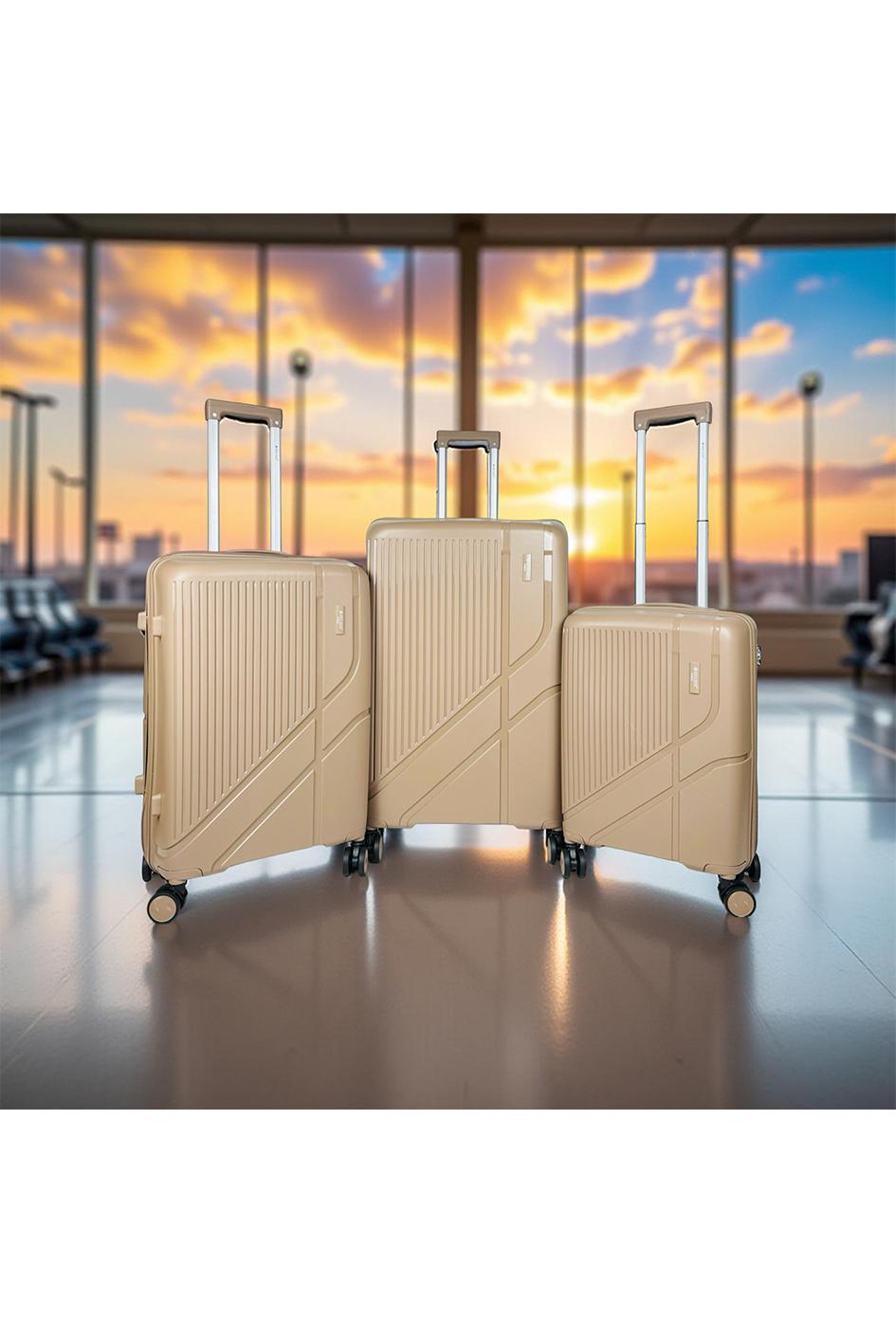 Valigie Borse Coffee Helios Bagages FLIGHT, LOT DE 3 VALISES EN POLYPROPYLÈNE. (HLS-63) CH #c Efashion Paris