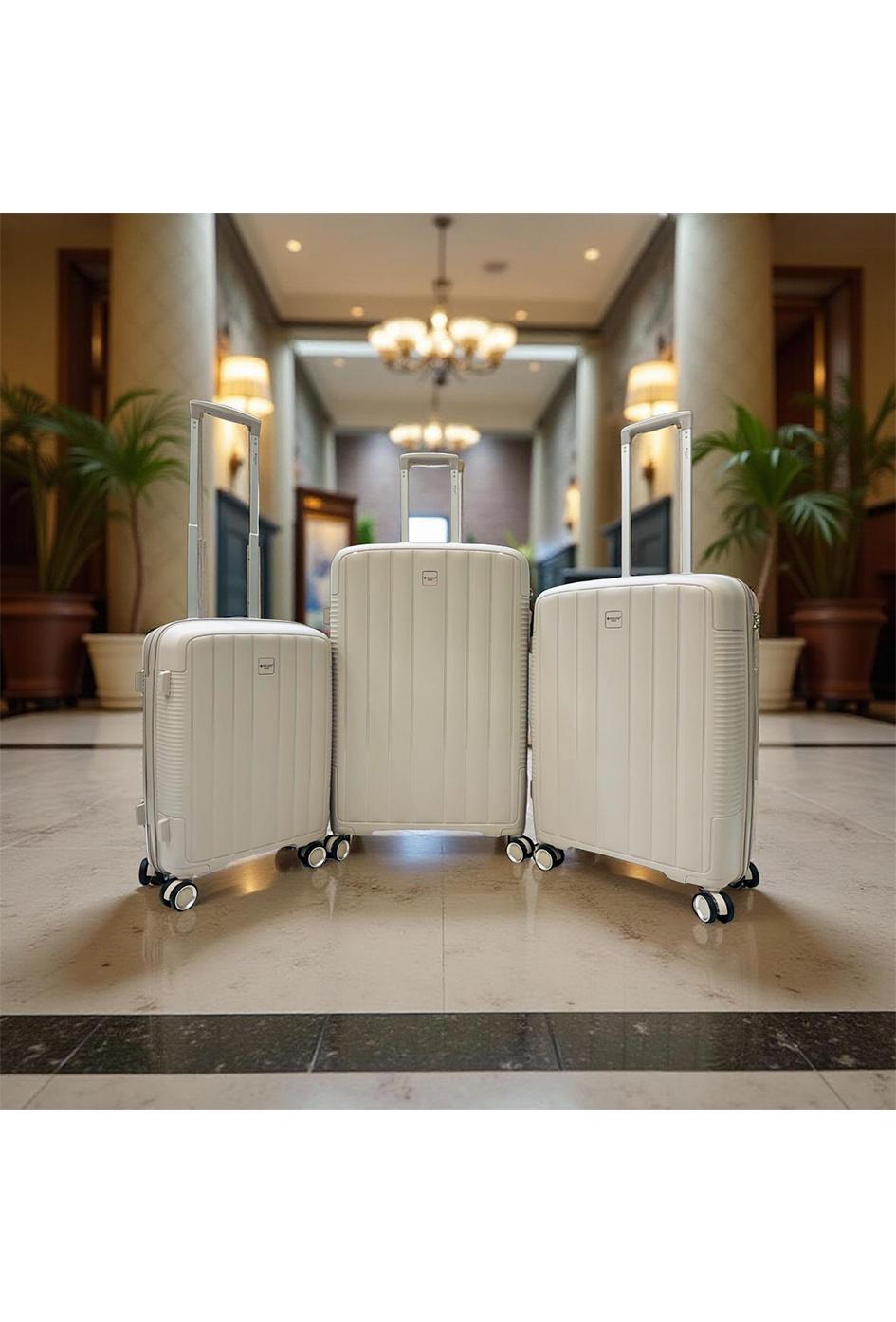 Luggages Bags Beige Helios Bagages DUTY, LOT DE 3 VALISES EN POLYPROPYLÈNE (801) BEIGE #c Efashion Paris