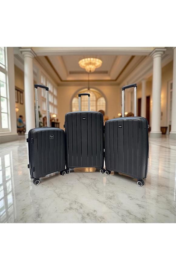 Luggages Bags Black Helios Bagages DUTY, LOT DE 3 VALISES EN POLYPROPYLÈNE (801) NOIR #c Efashion Paris