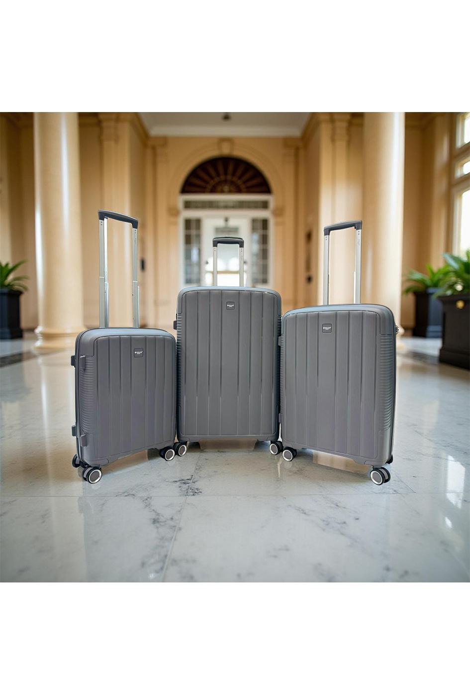 Luggages Bags Dark grey Helios Bagages DUTY, LOT DE 3 VALISES EN POLYPROPYLÈNE (801) GRIS FONCÉ #c Efashion Paris