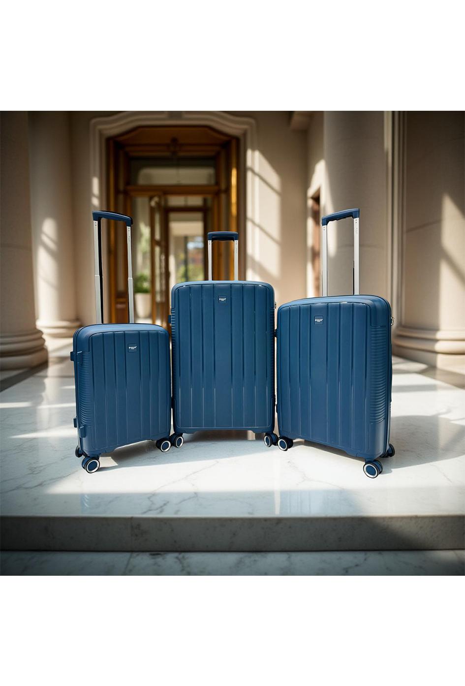 Luggages Bags Marine blue Helios Bagages DUTY, LOT DE 3 VALISES EN POLYPROPYLÈNE (801) BLEU #c Efashion Paris