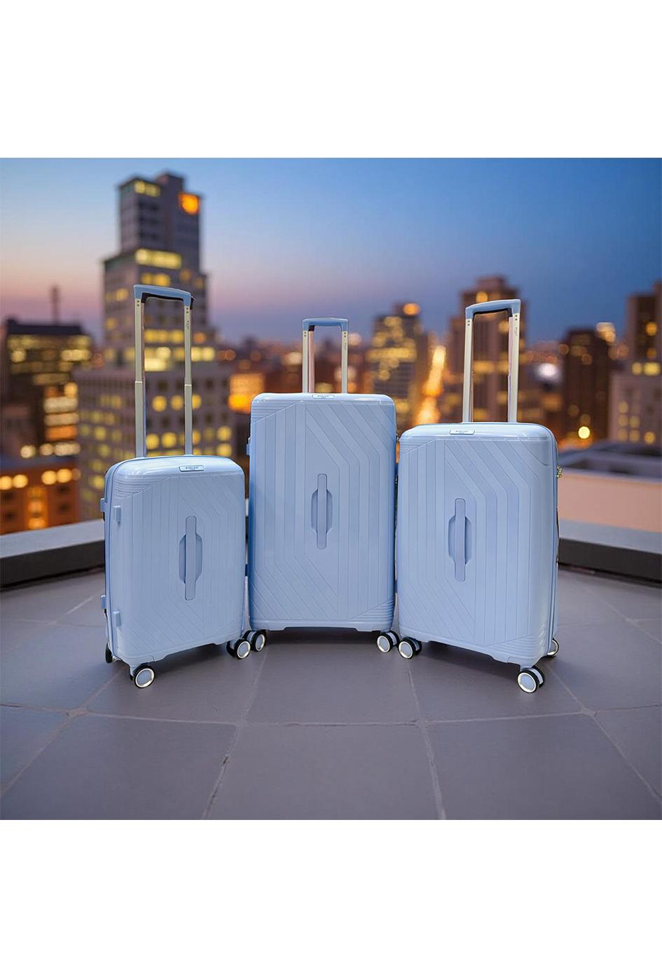Luggages Bags Pastel blue Helios Bagages TRUNKY, LOT DE 3 VALISES RECTANGULAIRE EN POLYPROPYLÈNE (799) BLEU CIEL #c Efashion Paris