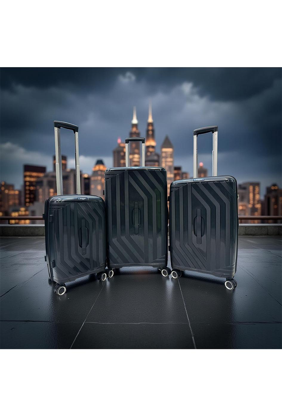Luggages Bags Black Helios Bagages TRUNKY, LOT DE 3 VALISES RECTANGULAIRE EN POLYPROPYLÈNE (799) NOIR #c Efashion Paris