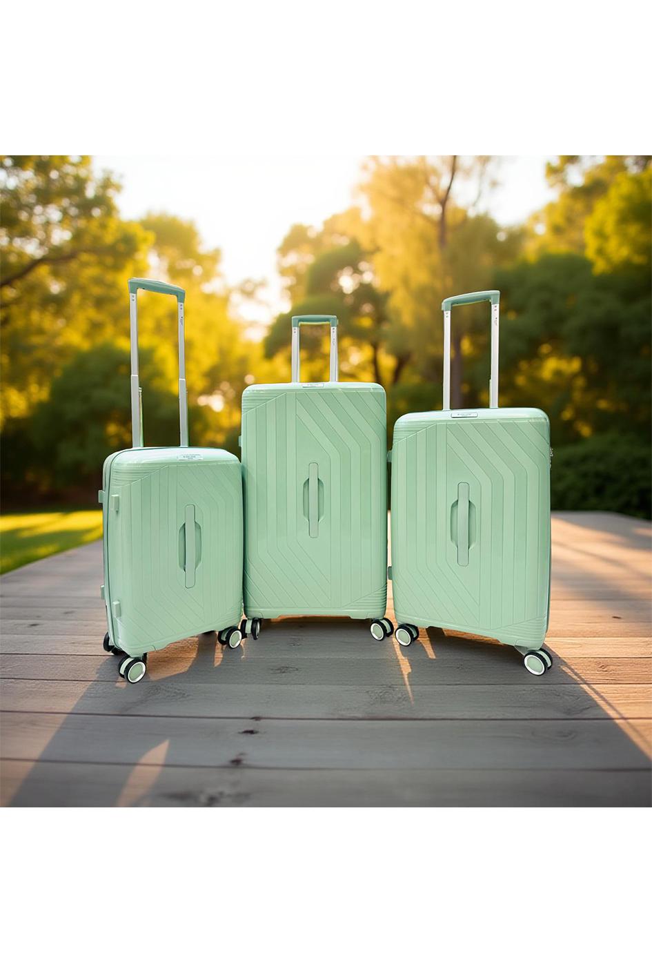 Luggages Bags Green Helios Bagages TRUNKY, LOT DE 3 VALISES RECTANGULAIRE EN POLYPROPYLÈNE (799) VERT #c Efashion Paris