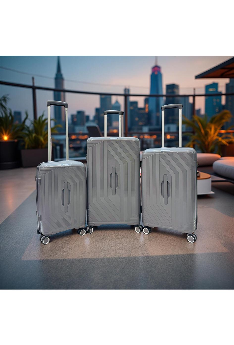 Luggages Bags Dark grey Helios Bagages TRUNKY, LOT DE 3 VALISES RECTANGULAIRE EN POLYPROPYLÈNE (799) GRIS FONCÉ #c Efashion Paris