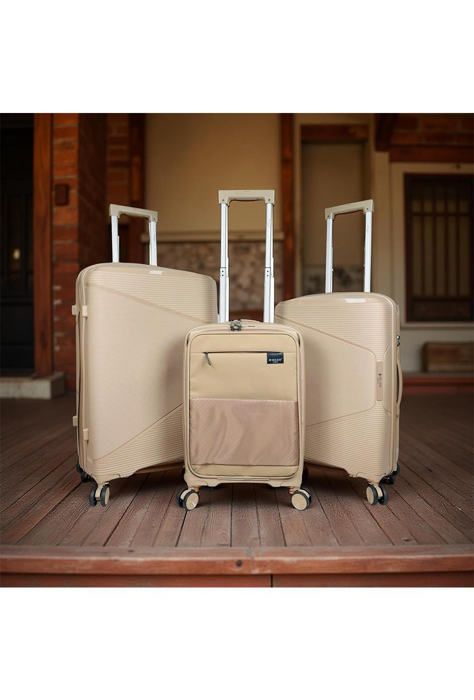 Luggages Bags Beige Helios Bagages AESIR, COLLECTION DE 3 VALISES EN POLYPROPYLÈNE ET CABINE POCHE ORDINATEUR BI-MATIÈRE. (HLS-218) BEIGE #c Efashion Paris