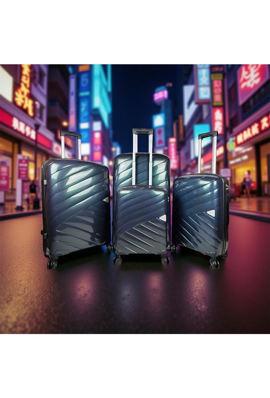 Luggages Bags Black Helios Bagages SHINE, LOT DE 4 VALISES EN POLYPROPYLÈNE IRIDISCENT. (HLS-08) N #c Efashion Paris