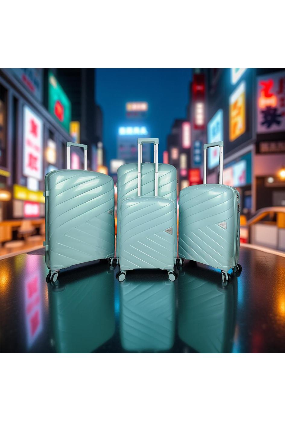 Luggages Bags Menthol/Green Helios Bagages SHINE, LOT DE 4 VALISES EN POLYPROPYLÈNE IRIDISCENT. (HLS-08) M #c Efashion Paris