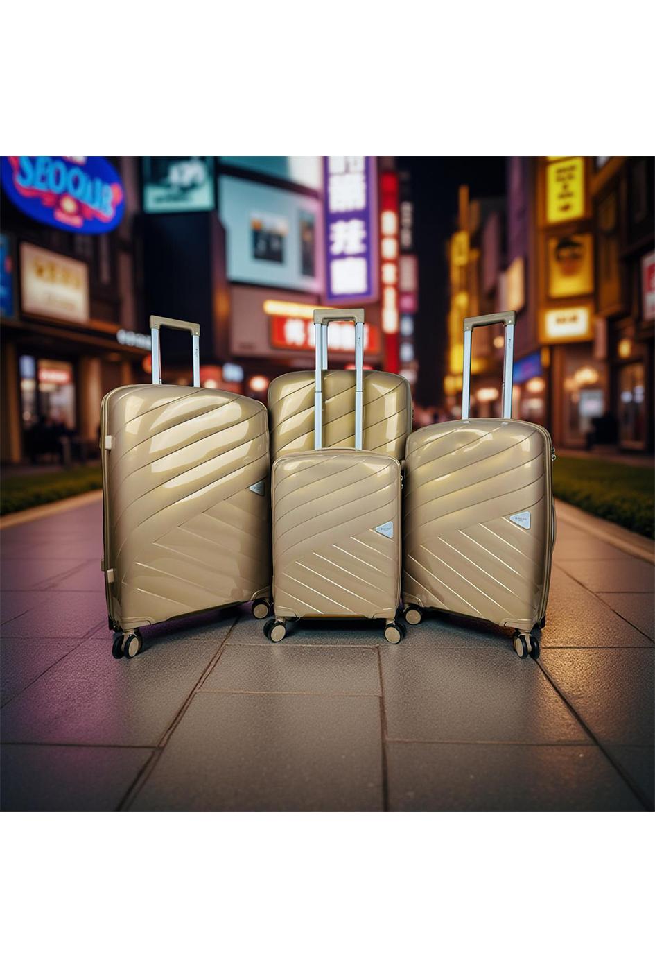 Luggages Bags Gold Helios Bagages SHINE, LOT DE 4 VALISES EN POLYPROPYLÈNE IRIDISCENT. (HLS-08) G #c Efashion Paris