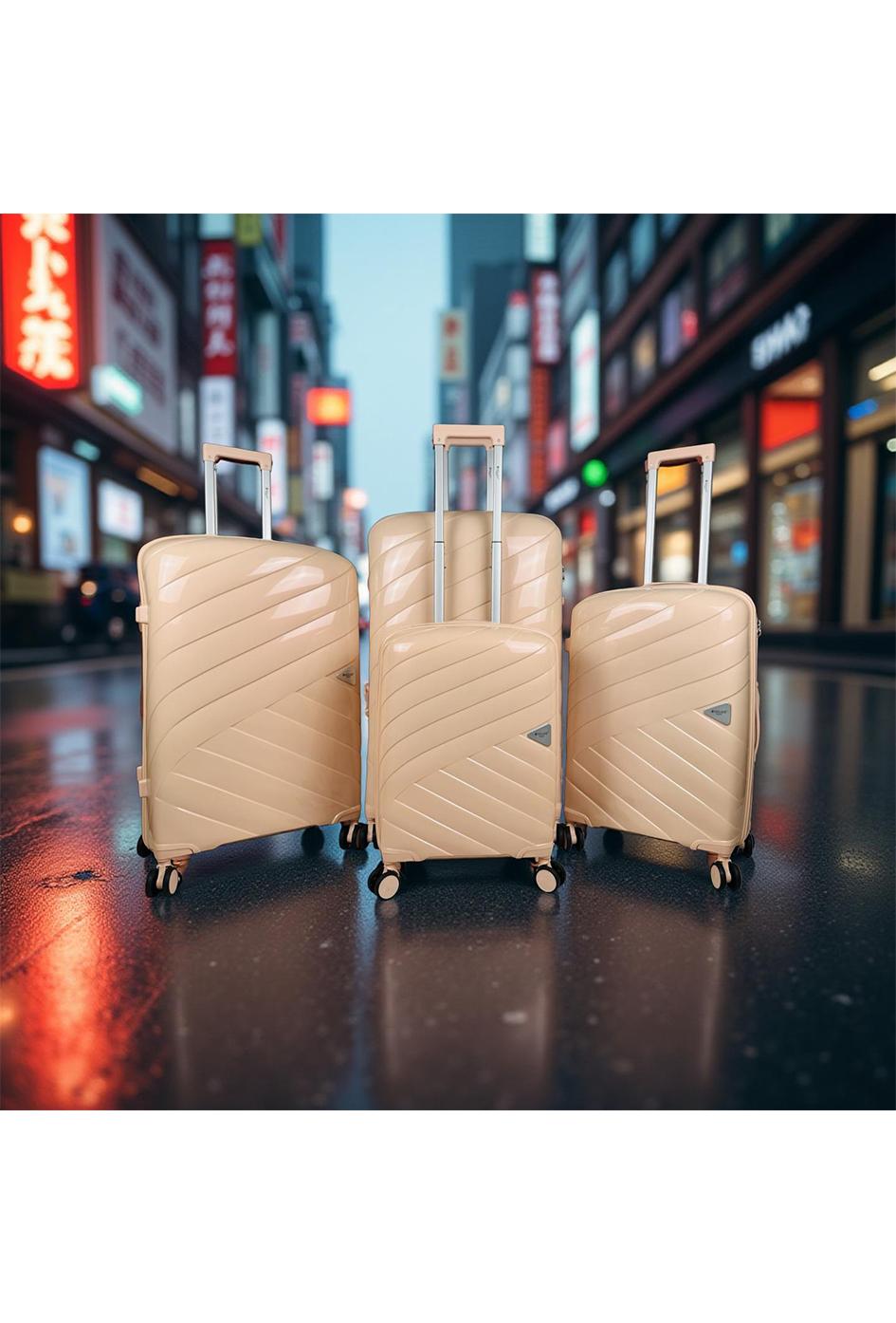 Luggages Bags Salmon Helios Bagages SHINE, LOT DE 4 VALISES EN POLYPROPYLÈNE IRIDISCENT. (HLS-08) RG #c Efashion Paris