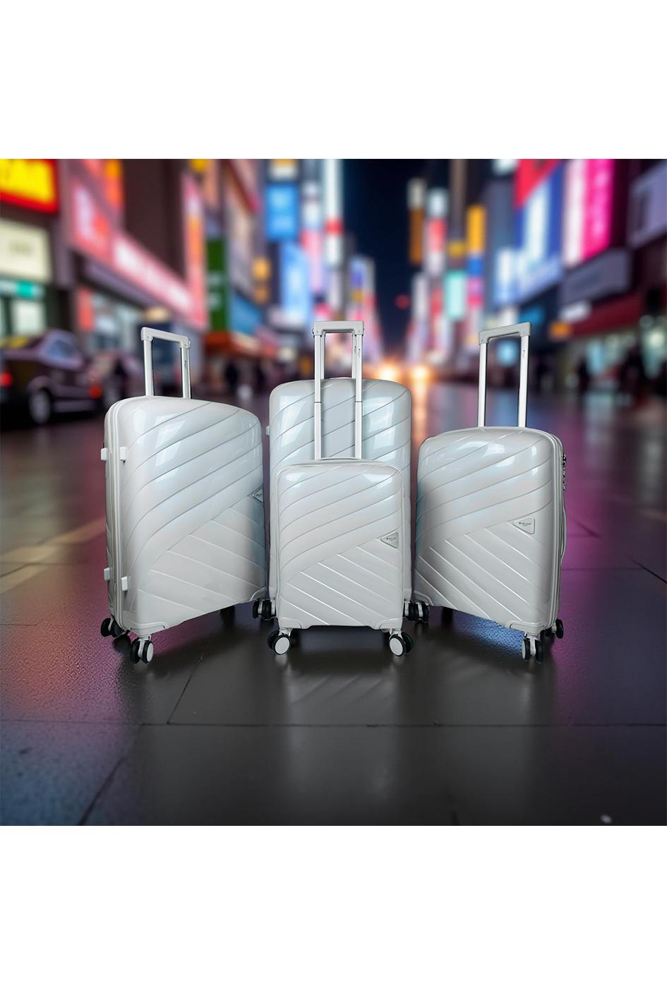 Luggages Bags Silver Helios Bagages SHINE, LOT DE 4 VALISES EN POLYPROPYLÈNE IRIDISCENT. (HLS-08) S #c Efashion Paris