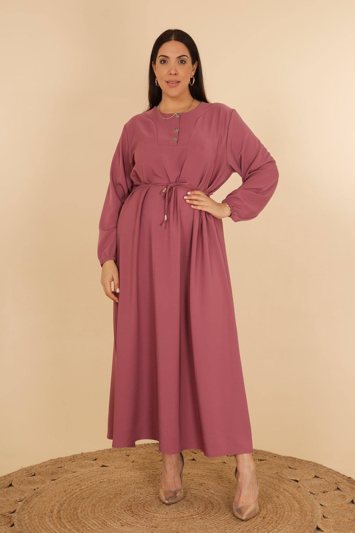 Robes & Combinaisons Femme FUCHSIA SENSUELLES MJ-8105 ROBE ABAYA FLUIDE 3 BOUTONS #c Efashion Paris