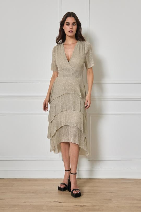 Robes mi-longues Femme Doré H.F 5402 Efashion Paris