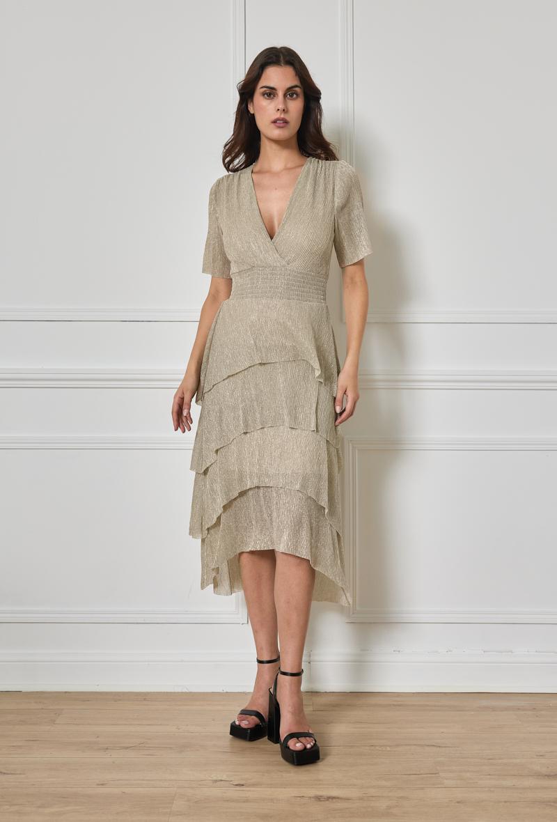 Robes mi-longues Femme Doré H.F 5402 #c Efashion Paris