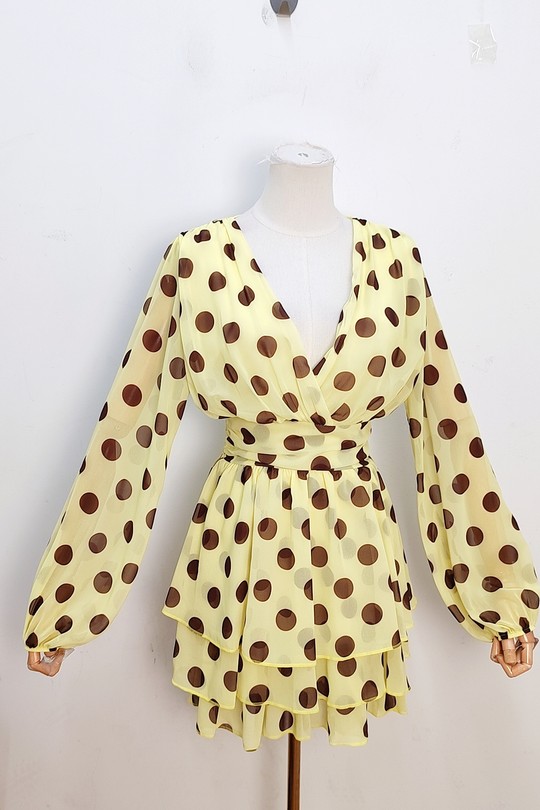 Robes courtes Femme Jaune bellavie 2420 Efashion Paris
