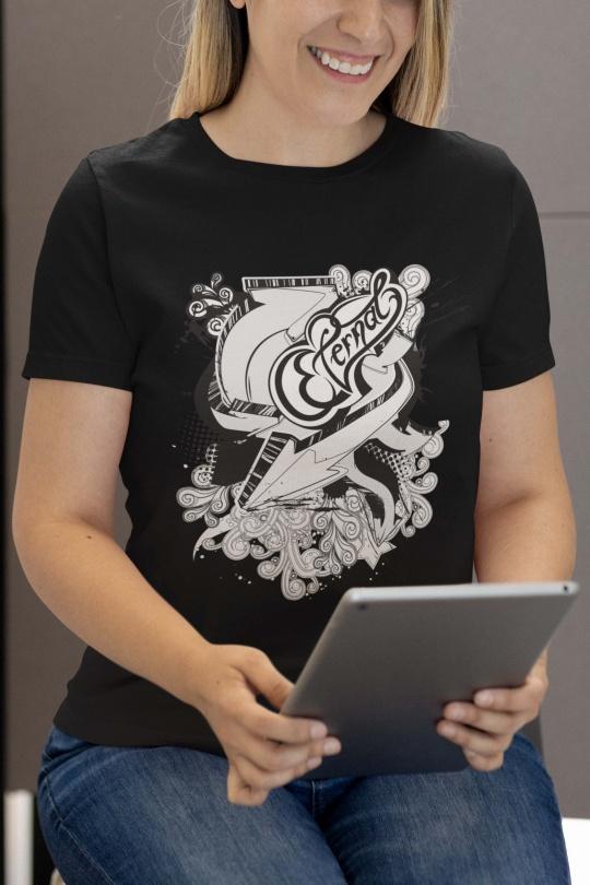 T-shirts Femme Noir Impression A La Demande I.A.L.D T-SHIRT FEMME - ETERNA Efashion Paris