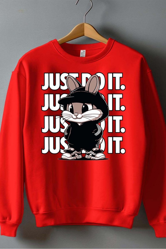 Tops Kid & Babies Red Impression A La Demande I.A.L.D BUNNY JUST DO IT - SWEAT COL ROND GARÇON Efashion Paris