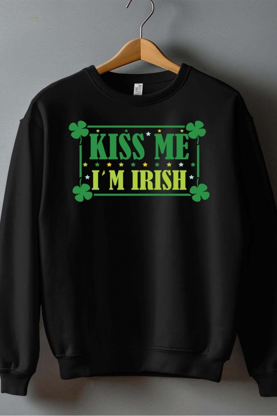Jumpers Men Black Impression A La Demande I.A.L.D KISS ME IRISH - SWEAT COL ROND HOMME Efashion Paris