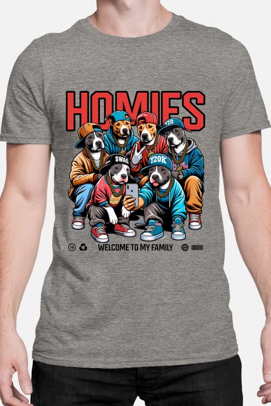 T-shirt Uomo Grey Impression A La Demande I.A.L.D HOMIES DOGS - TSHIRT HOMME Efashion Paris