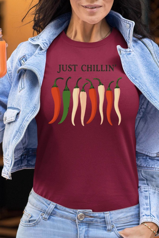 T-shirts Donna Burgundy Impression A La Demande I.A.L.D JUST CHILLIN - TSHIRT FEMME Efashion Paris