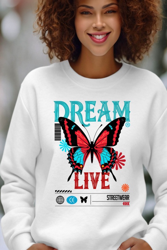 Felpa Donna White Impression A La Demande I.A.L.D DREAM LIVE - SWEAT COL ROND FEMME Efashion Paris