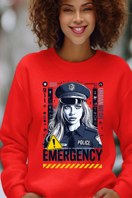Sudaderas Mujer Red Impression A La Demande I.A.L.D EMERGENCY POLICE - SWEAT COL ROND FEMME Efashion Paris