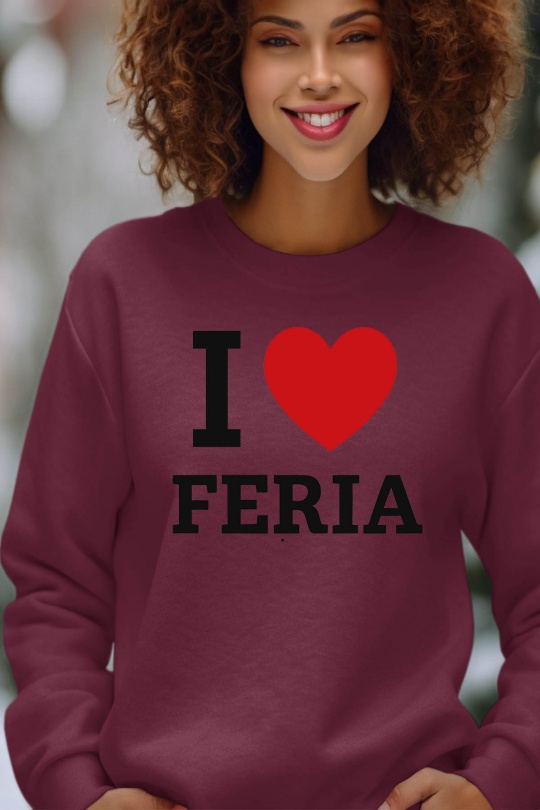 Felpa Donna Burgundy Impression A La Demande I.A.L.D I LOVE FERIA - SWEAT COL ROND FEMME Efashion Paris