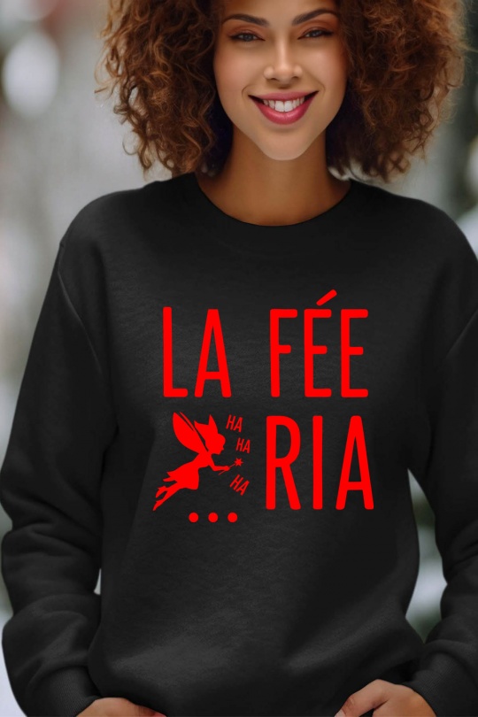 Sudaderas Mujer Black Impression A La Demande I.A.L.D LA FEE RIA - SWEAT COL ROND FEMME Efashion Paris
