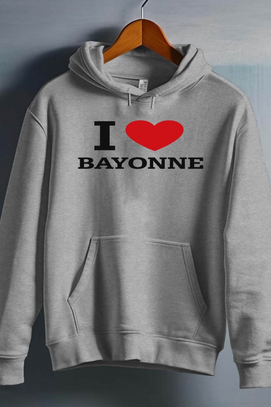 Hauts Enfant & Bébé  Gris Impression A La Demande I.A.L.D LOVE BAYONNE - SWEAT CAPUCHE FILLE Efashion Paris