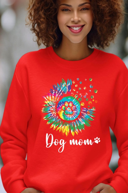 Sweats Femme Rouge Impression A La Demande I.A.L.D DOG PAW MOM - SWEAT COL ROND FEMME Efashion Paris