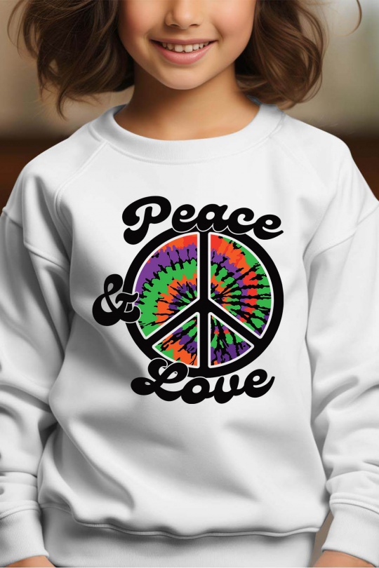 Camisetas Niño y bébé  White Impression A La Demande I.A.L.D PEACE LOVE HIPPIE - SWEAT COL ROND FILLE Efashion Paris