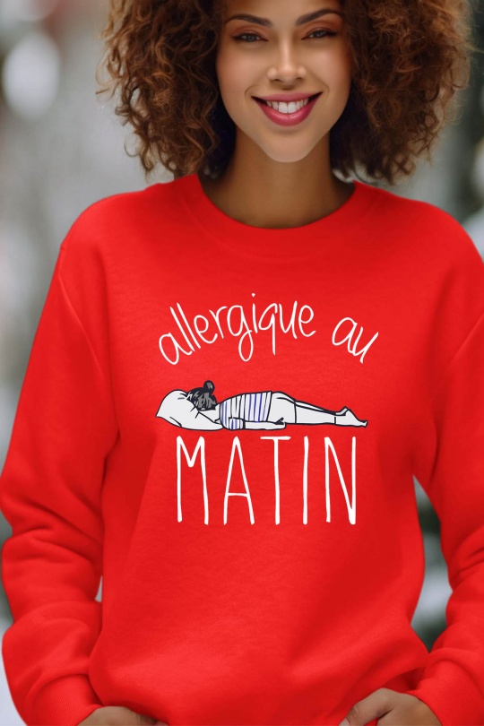 Sweats Women Red Impression A La Demande I.A.L.D ALLERGIQUE MATIN - SWEAT COL ROND FEMME Efashion Paris