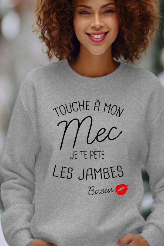 Sweats Women Grey Impression A La Demande I.A.L.D MON MEC JAMBE - SWEAT COL ROND FEMME Efashion Paris