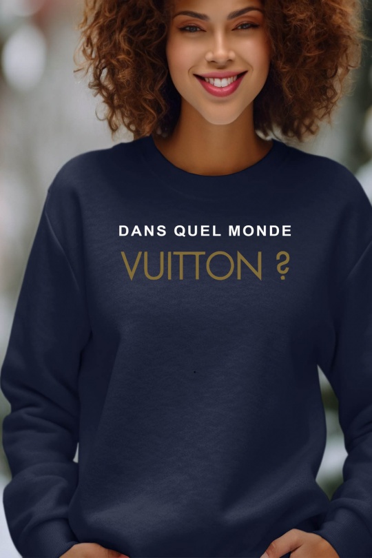 Sweats Women Navy blue Impression A La Demande I.A.L.D MONDE VUITTON - SWEAT COL ROND FEMME Efashion Paris