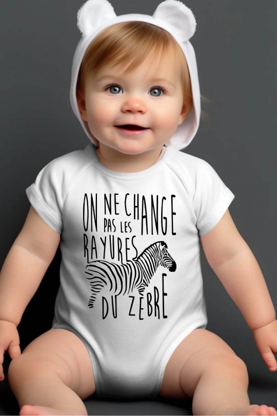 Ensembles & Bodies Enfant & Bébé  Blanc Impression A La Demande I.A.L.D RAYURES ZEBRE - BODY BÉBÉ Efashion Paris
