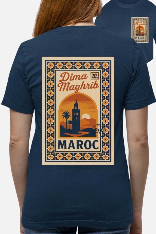 T-shirts Women Navy blue Impression A La Demande I.A.L.D MAROC ZELLIGE - TSHIRT FEMME Efashion Paris